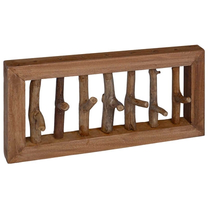 Coat Hook Natural 50 x 10 x 25 cm Solid Mahogany Wood
