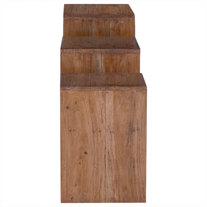 Accent Table with Shelf 3 pcs Brown Solid Mahogany Wood