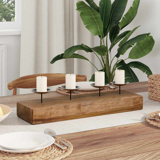 Candle Holder Natural 50 x 15 x 10 cm Solid Teak wood