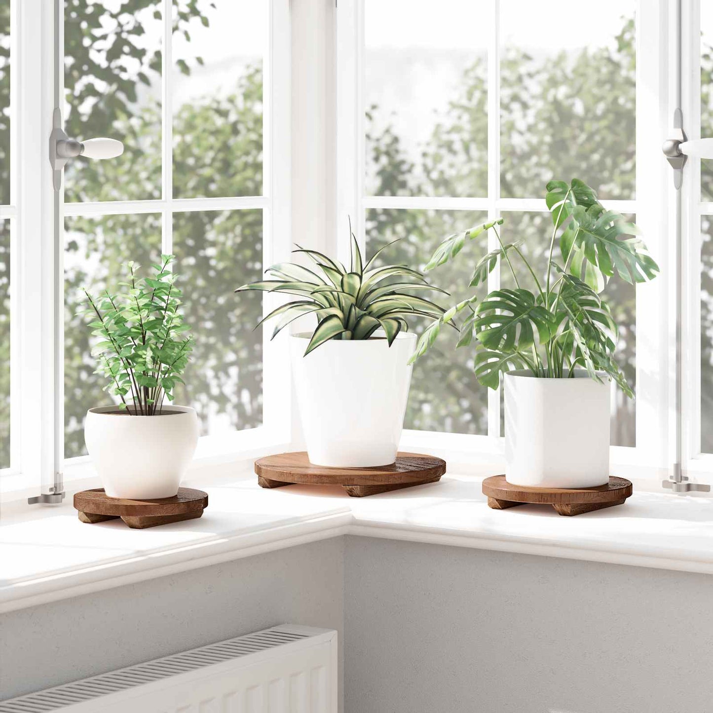 Plant Stool 3 pcs Natural 29 x 29 x 3.5 cm Mahogany Wood