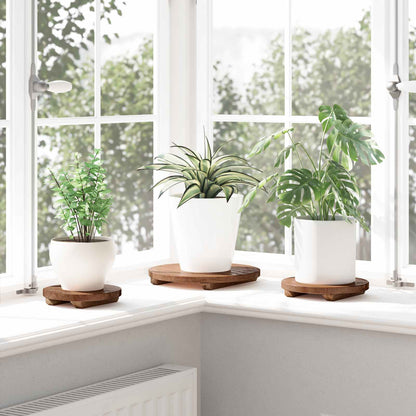 Plant Stool 3 pcs Natural 29 x 29 x 3.5 cm Mahogany Wood