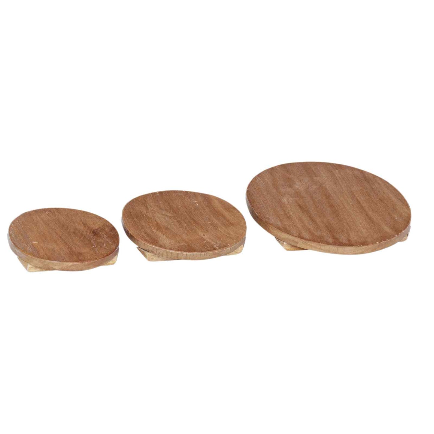 Plant Stool 3 pcs Natural 29 x 29 x 3.5 cm Mahogany Wood