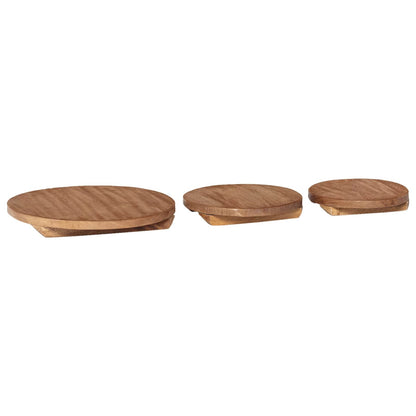 Plant Stool 3 pcs Natural 29 x 29 x 3.5 cm Mahogany Wood