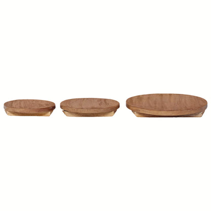 Plant Stool 3 pcs Natural 29 x 29 x 3.5 cm Mahogany Wood