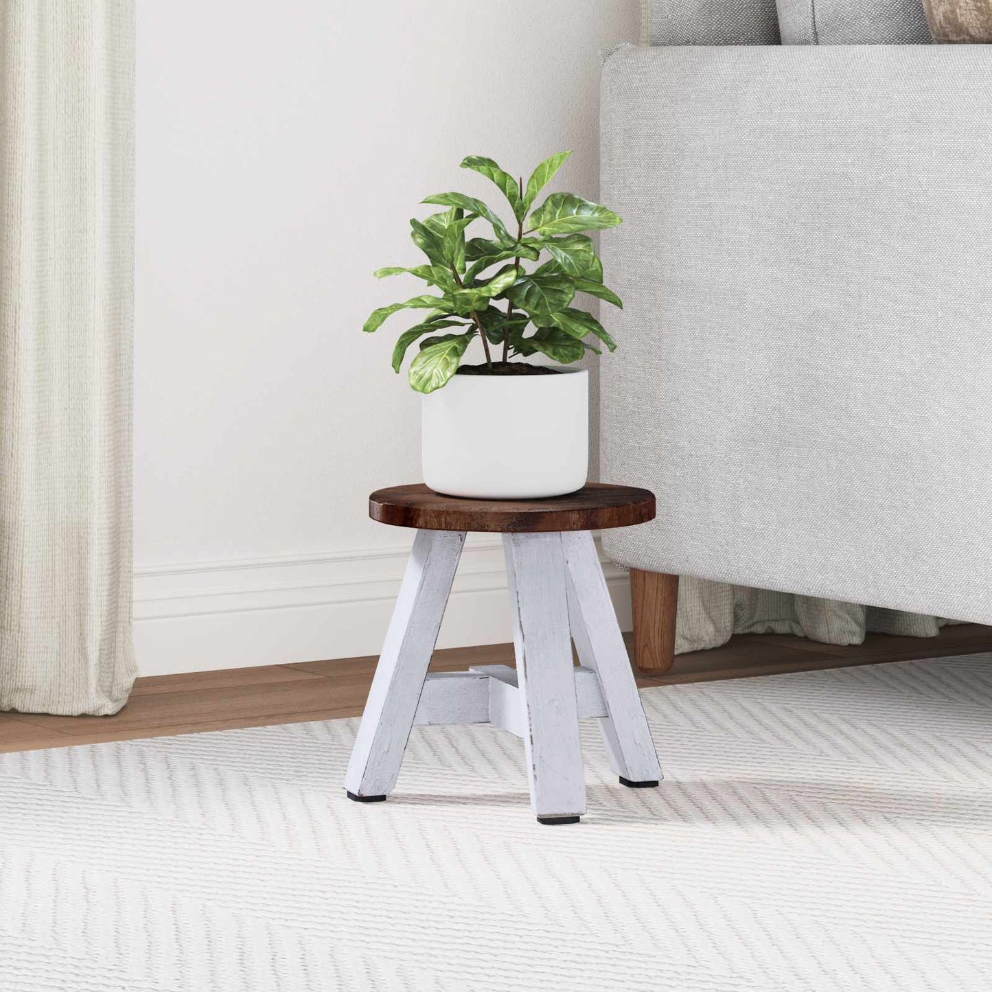 Stool Natural 22 x 22 x 24 cm Mahogany Wood