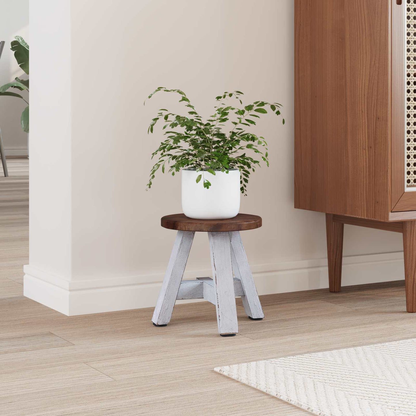 Stool Natural 22 x 22 x 24 cm Mahogany Wood