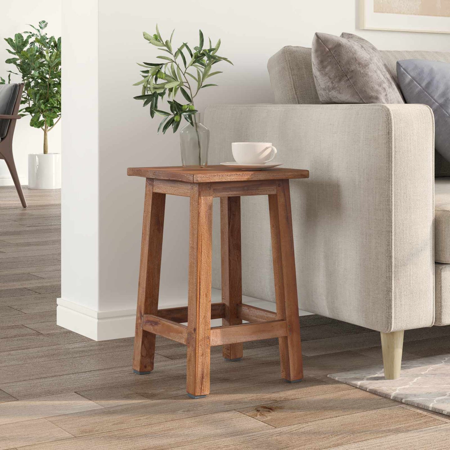 Stool Natural 30 x 30 x 47 cm Mahogany Wood