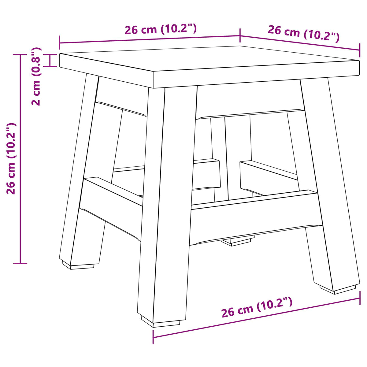 Stool Natural 26 x 26 x 26 cm Mahogany Wood