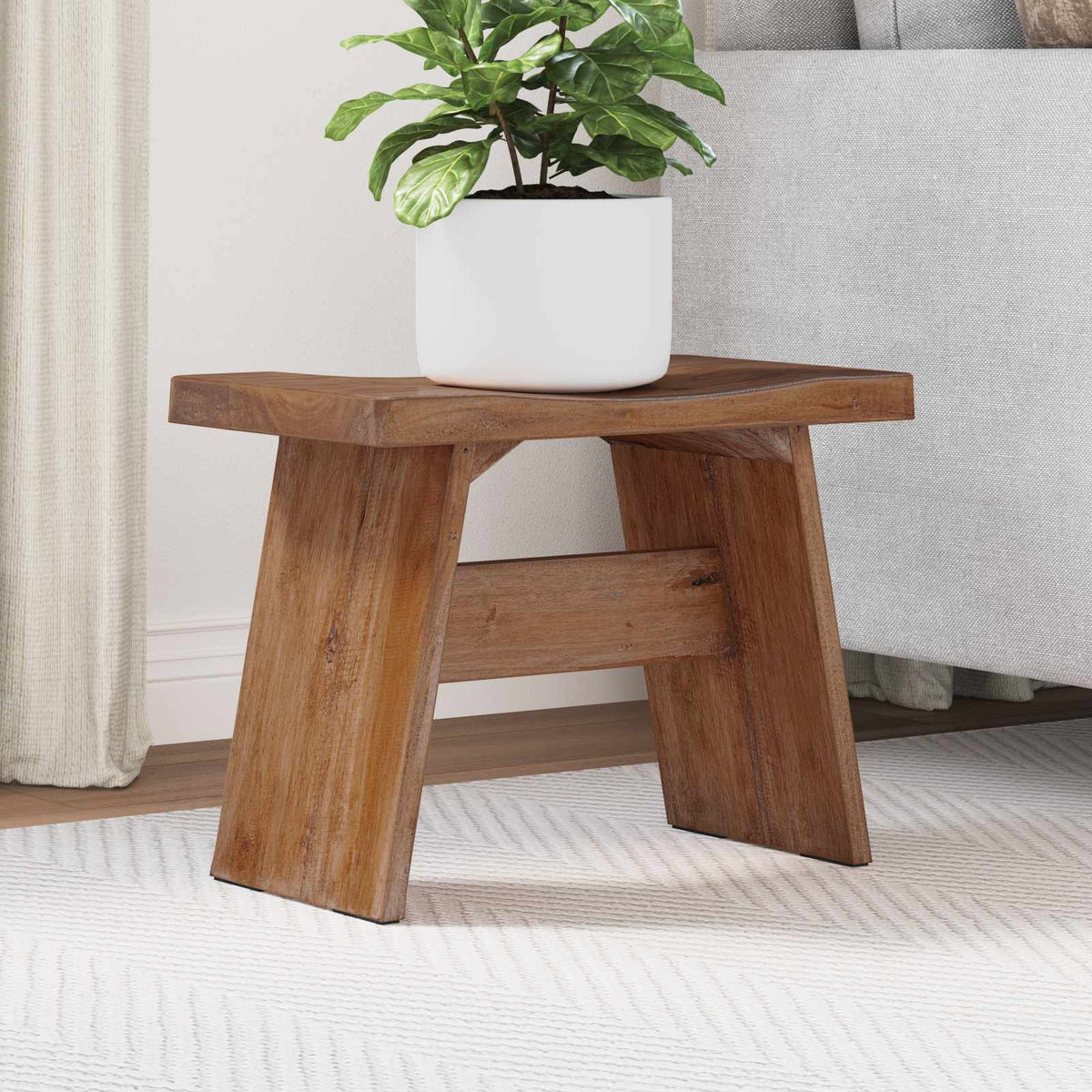 Stool Natural 40 x 25 x 31 cm Mahogany Wood