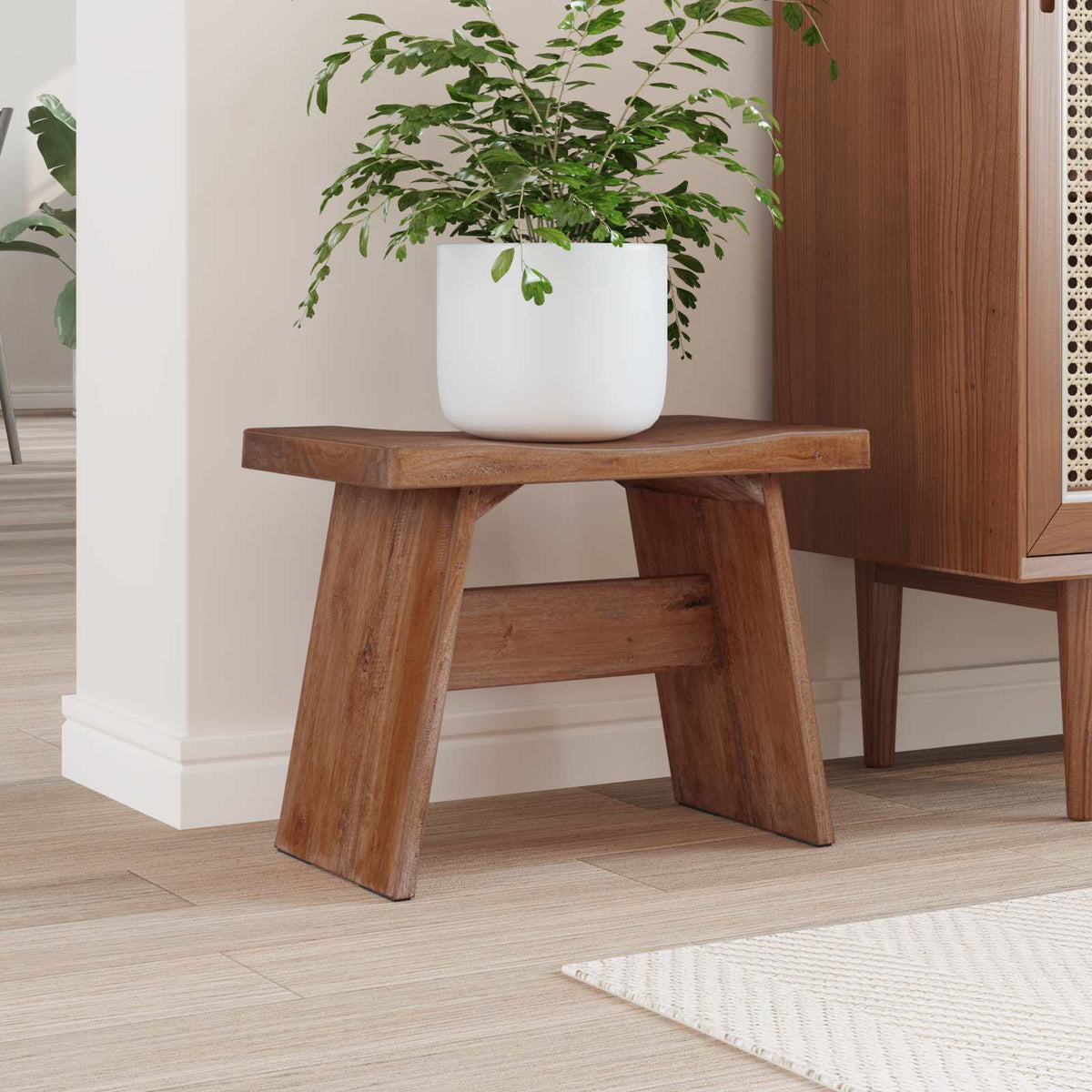 Stool Natural 40 x 25 x 31 cm Mahogany Wood
