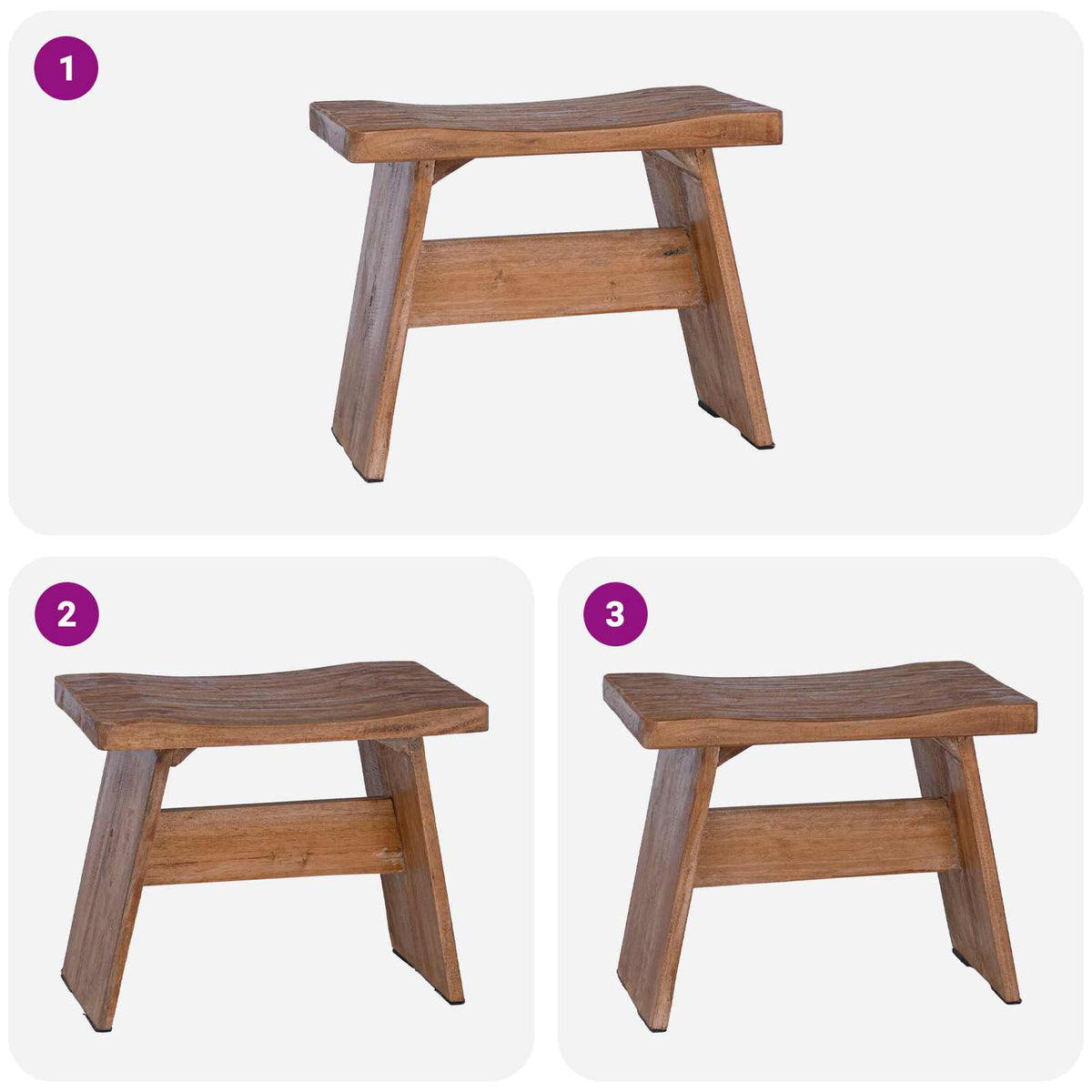 Stool Natural 40 x 25 x 31 cm Mahogany Wood