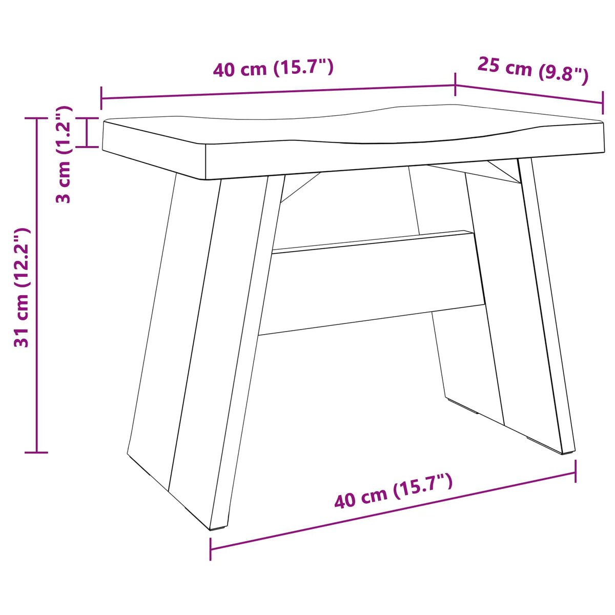 Stool Natural 40 x 25 x 31 cm Mahogany Wood