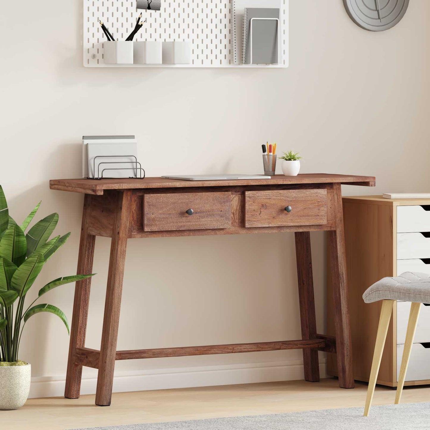 Desk with Drawer Brown 110 x 30 x 79 cm Solid Mahogany Wood