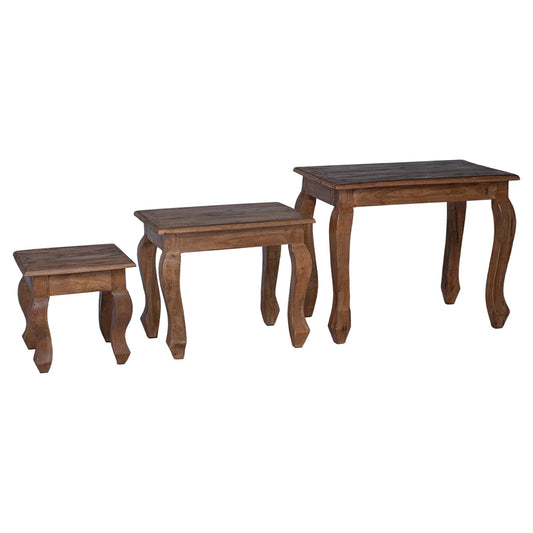 Nesting Table 3 pcs Brown Solid Mahogany wood