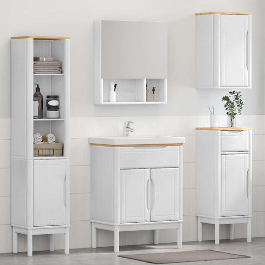 Bathroom Furniture Set FLORO 4 pcs White Solid Pine Wood