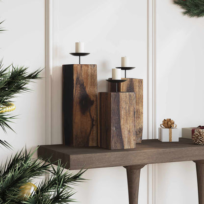 Candle Holder 3 pcs Natural Solid Reclaim wood
