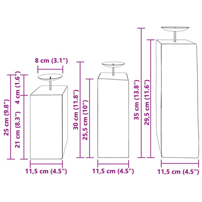 Candle Holder 3 pcs Natural Solid Reclaim wood