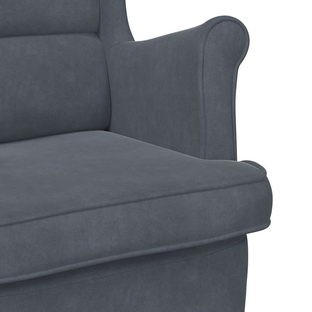 Armchair Dark grey 71 x 92 x 91 cm Velvet