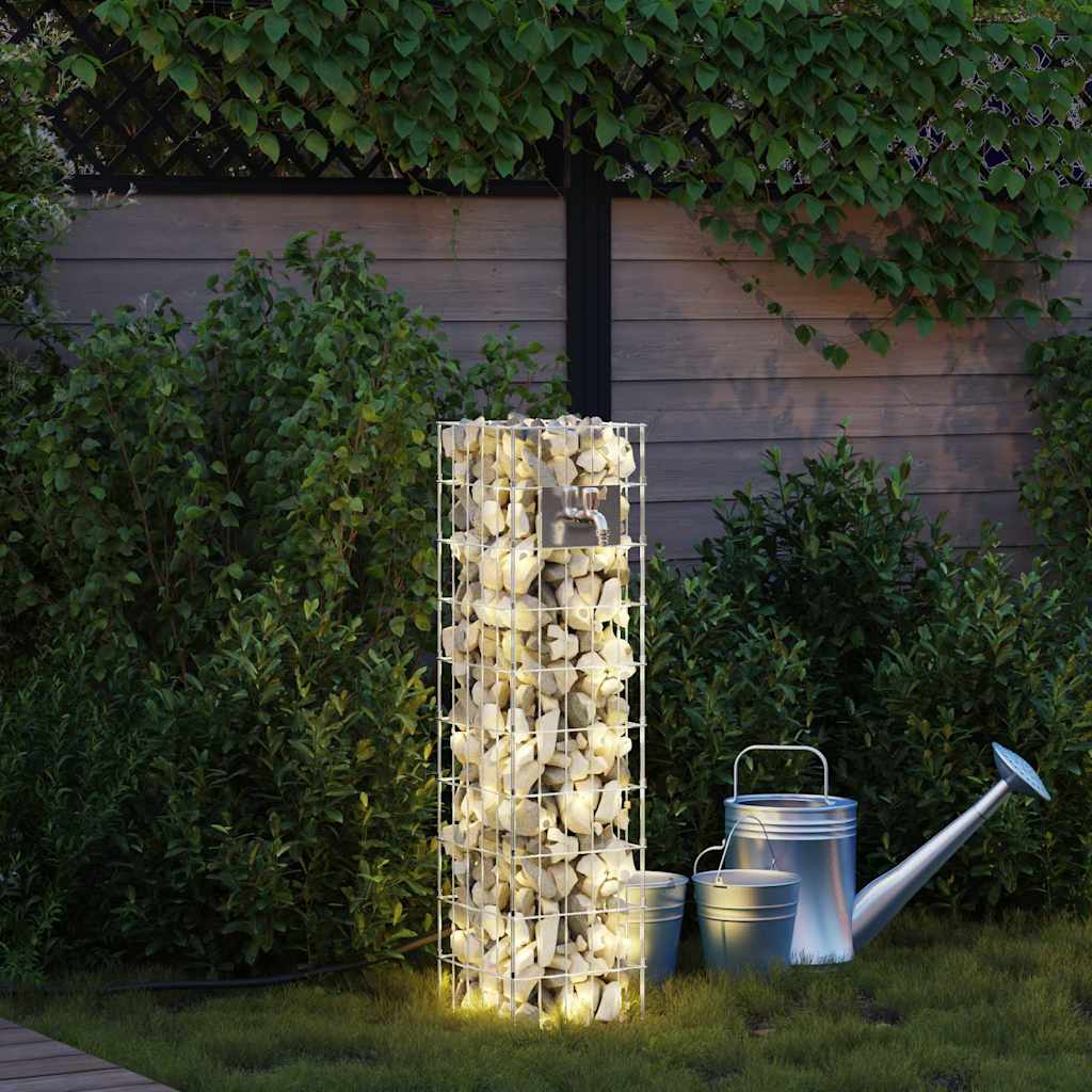 Gabion Faucet Silver 25 x 25 x 100 cm Stainless Steel