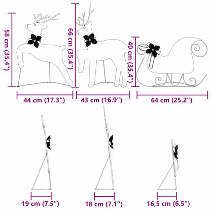 LED Reindeers 3 pcs Warm White Fabric