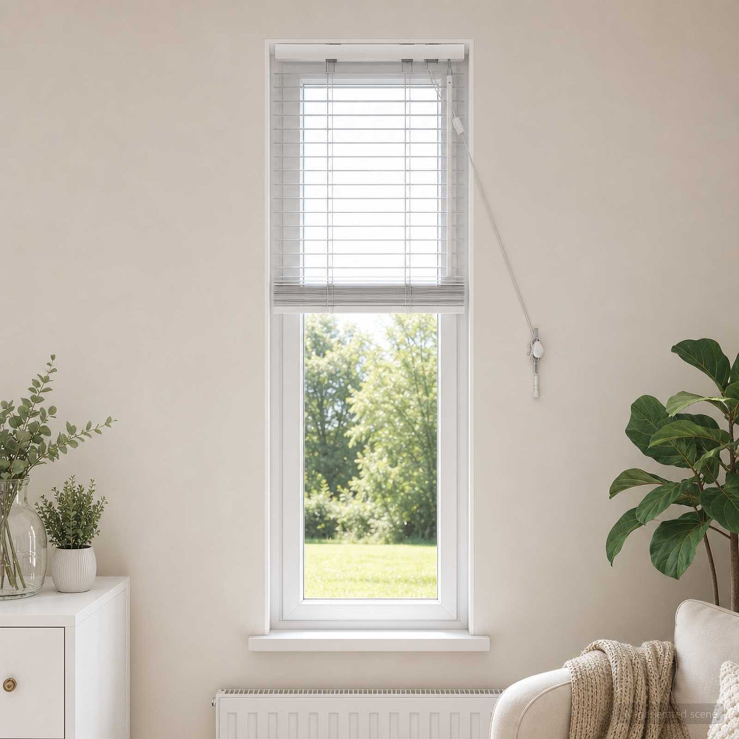 Venetian Blind White 50 x 130 cm 35 mm Solid Paulownia Wood