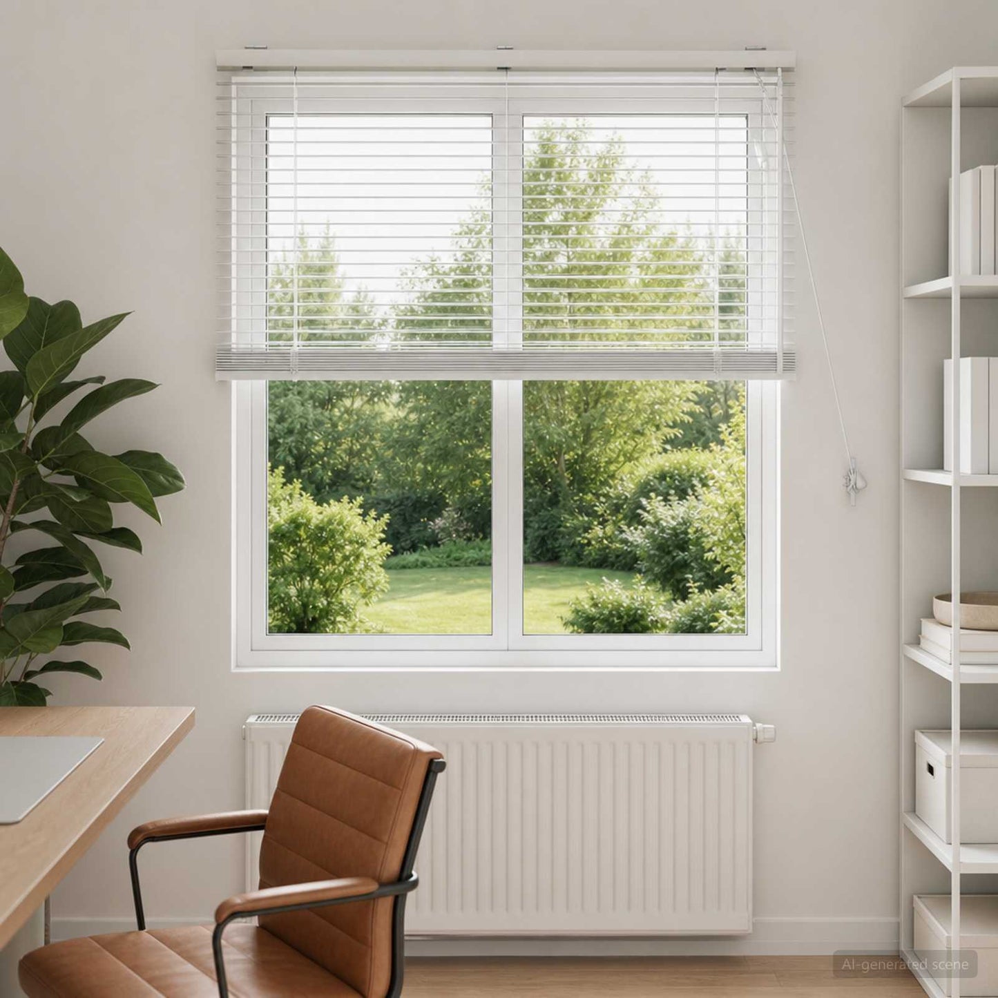 Venetian Blind White 120 x 130 cm 35 mm Solid Paulownia Wood