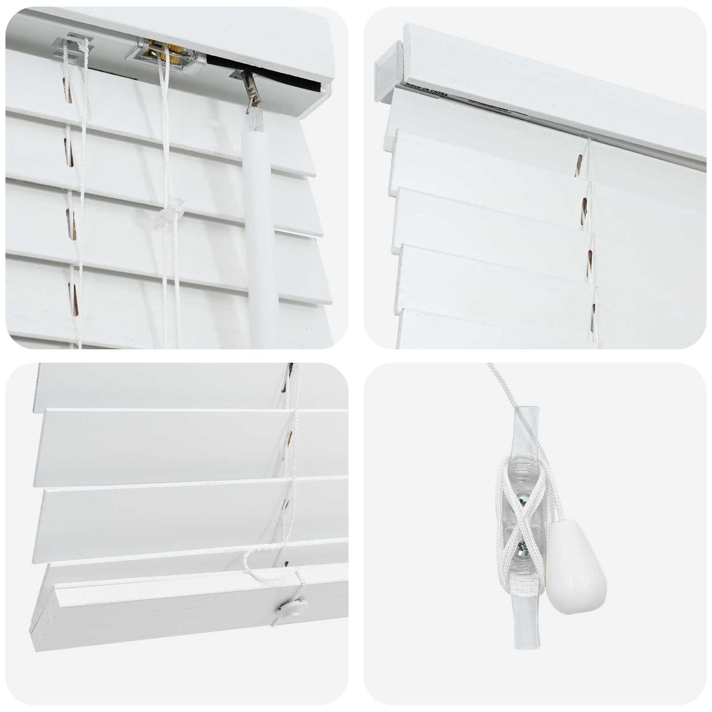 Venetian Blind White 105 x 130 cm 35 mm Solid Paulownia Wood