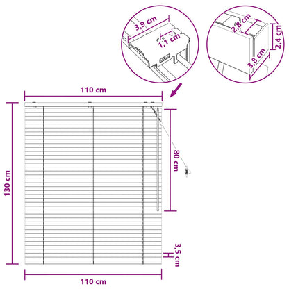 Venetian Blind White 110 x 130 cm 35 mm Solid Paulownia Wood