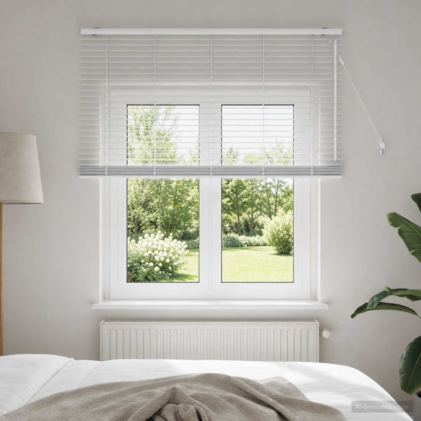 Venetian Blind White 125 x 130 cm 35 mm Solid Paulownia Wood