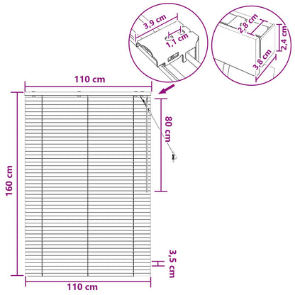 Venetian Blind White 110 x 160 cm 35 mm Solid Paulownia Wood