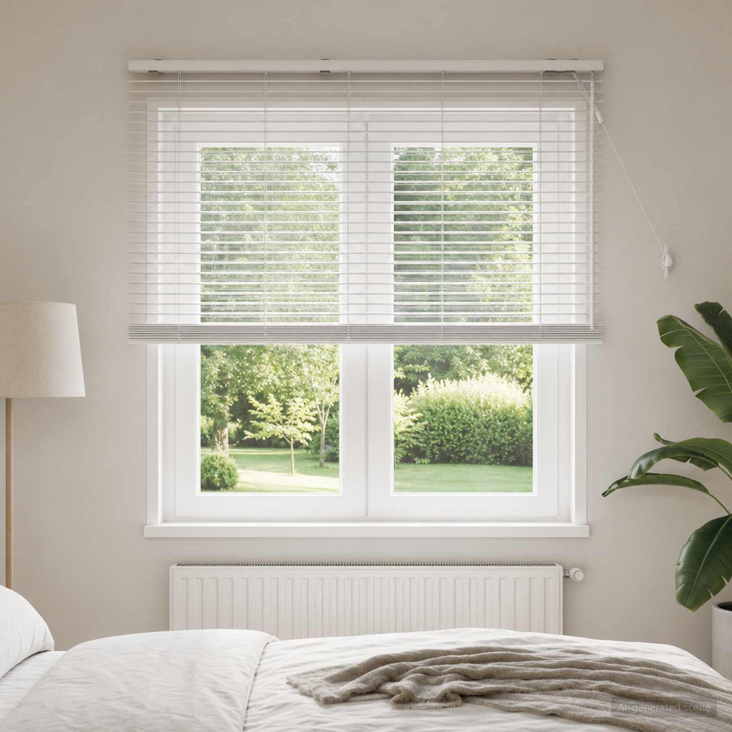 Venetian Blind White 140 x 160 cm 35 mm Solid Paulownia Wood