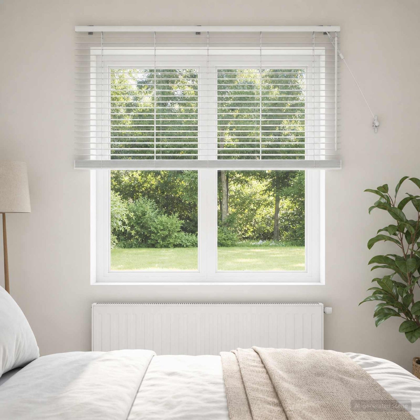 Venetian Blind White 160 x 160 cm 35 mm Solid Paulownia Wood