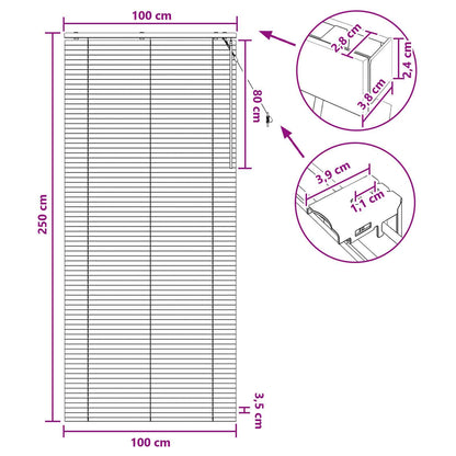Venetian Blind White 100 x 250 cm 35 mm Solid Paulownia Wood