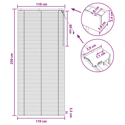 Venetian Blind White 110 x 250 cm 35 mm Solid Paulownia Wood