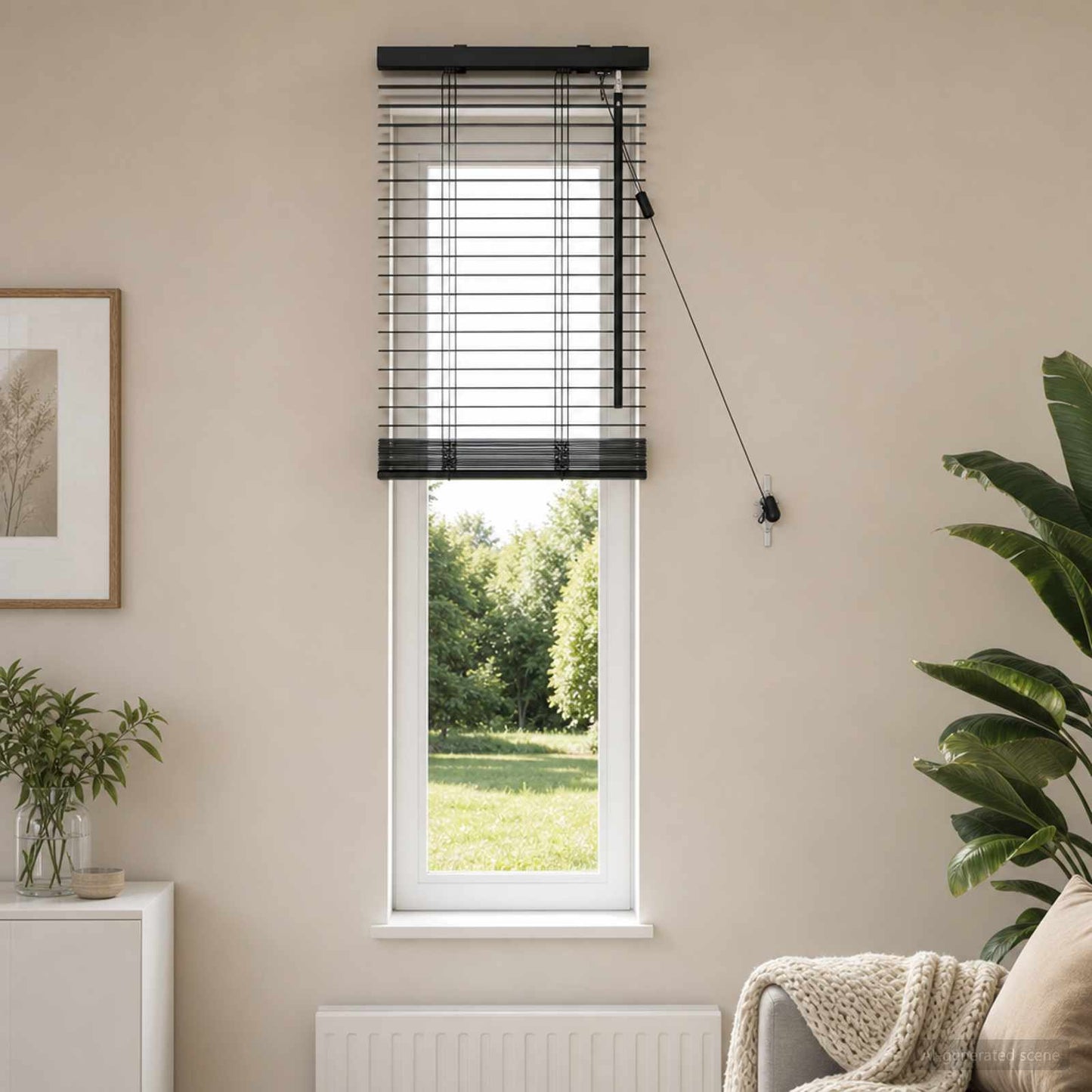 Venetian Blind Black 50 x 130 cm 35 mm Solid Paulownia Wood