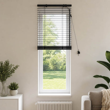 Venetian Blind Black 65 x 130 cm 35 mm Solid Paulownia Wood