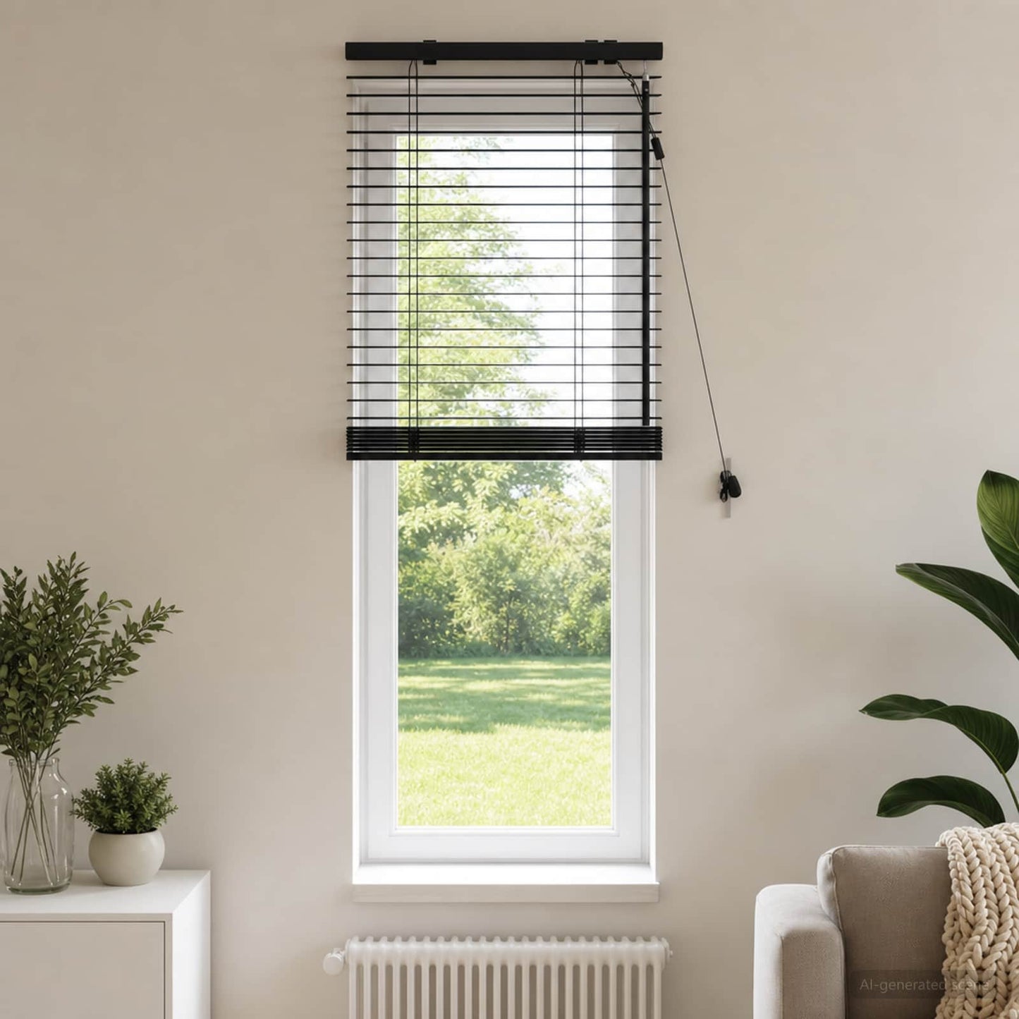 Venetian Blind Black 60 x 130 cm 35 mm Solid Paulownia Wood