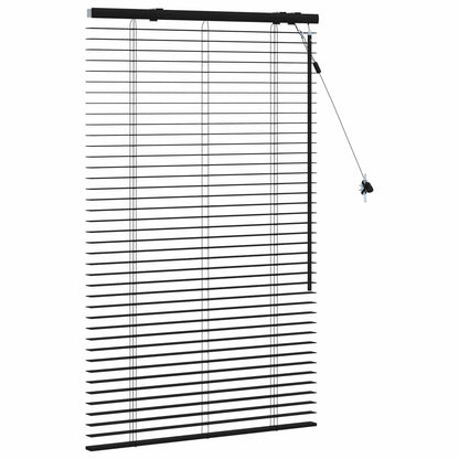 Venetian Blind Black 95 x 130 cm 35 mm Solid Paulownia Wood
