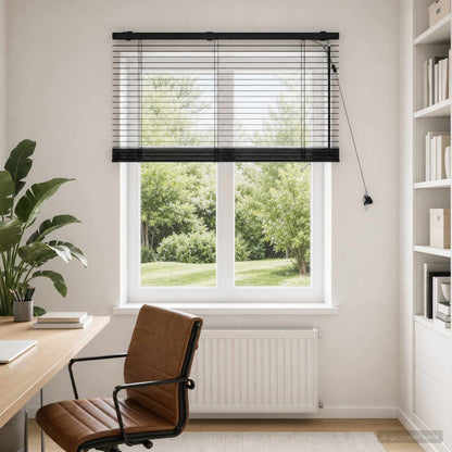 Venetian Blind Black 105 x 130 cm 35 mm Solid Paulownia Wood