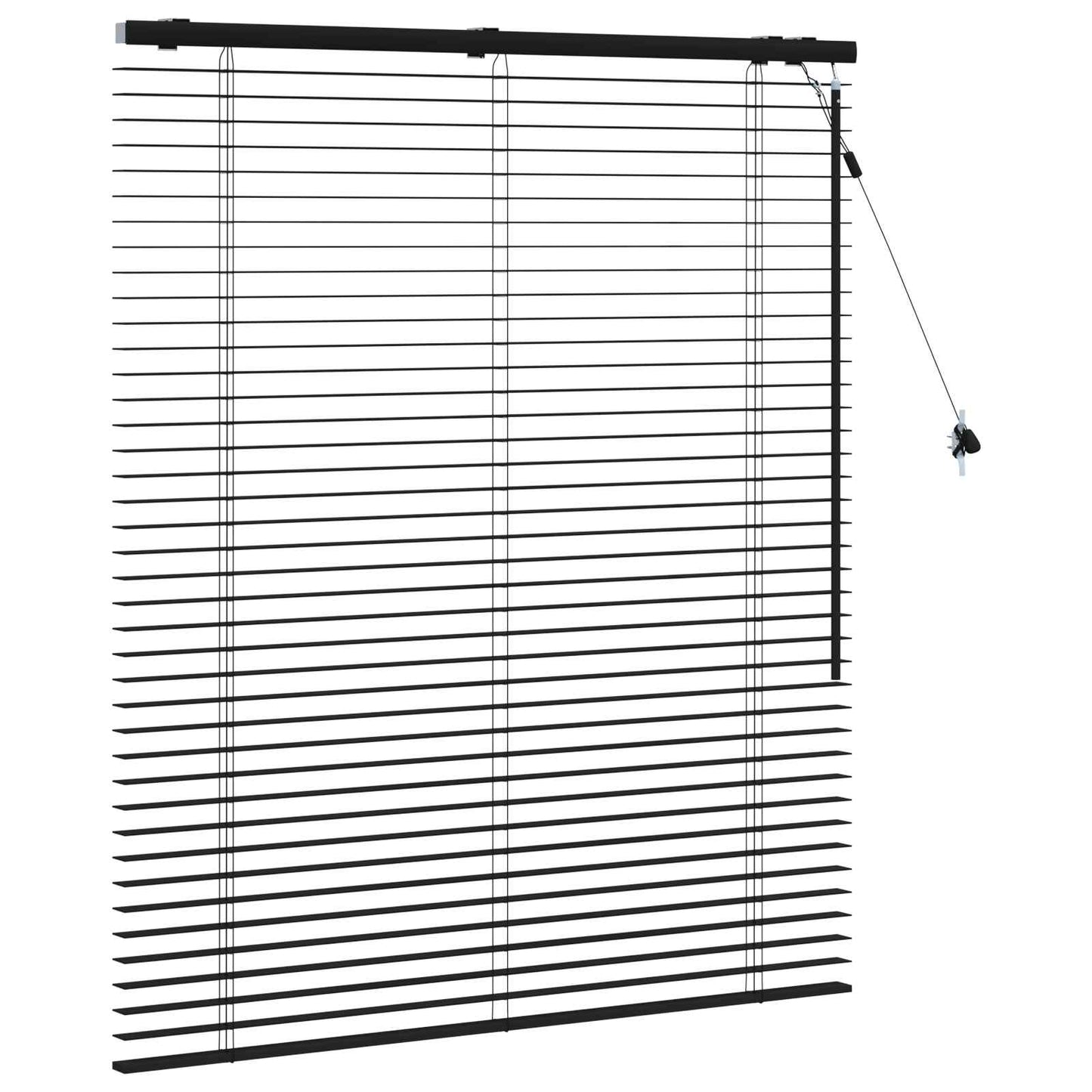 Venetian Blind Black 105 x 130 cm 35 mm Solid Paulownia Wood