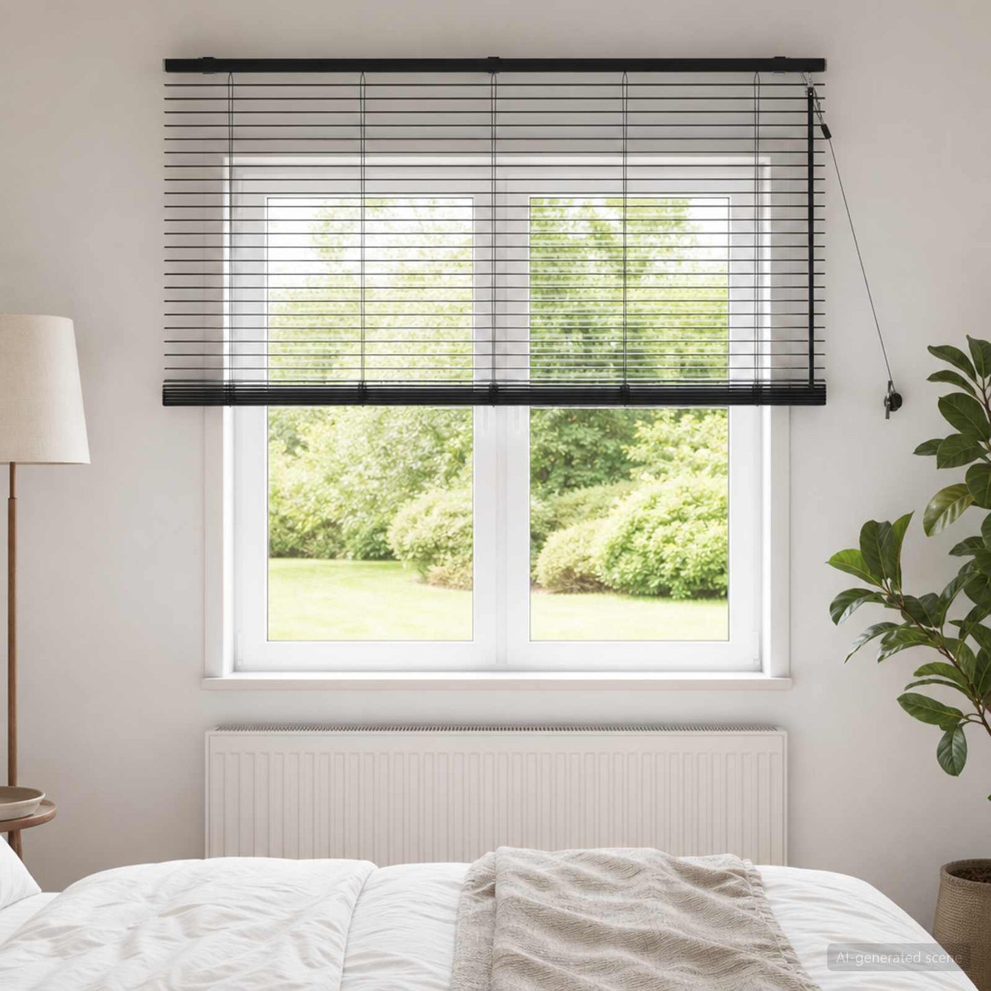 Venetian Blind Black 140 x 130 cm 35 mm Solid Paulownia Wood
