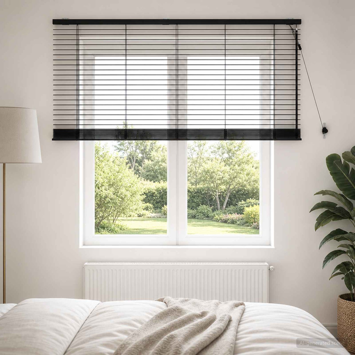 Venetian Blind Black 145 x 130 cm 35 mm Solid Paulownia Wood
