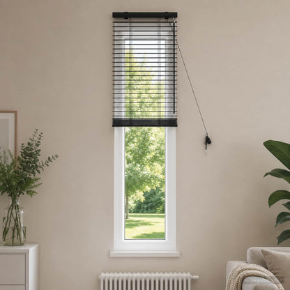 Venetian Blind Black 45 x 160 cm 35 mm Solid Paulownia Wood