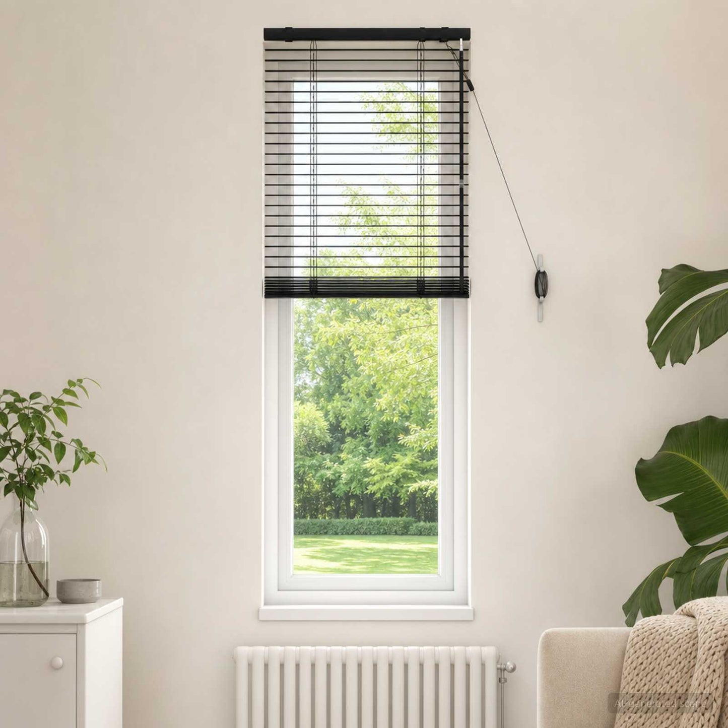 Venetian Blind Black 60 x 160 cm 35 mm Solid Paulownia Wood