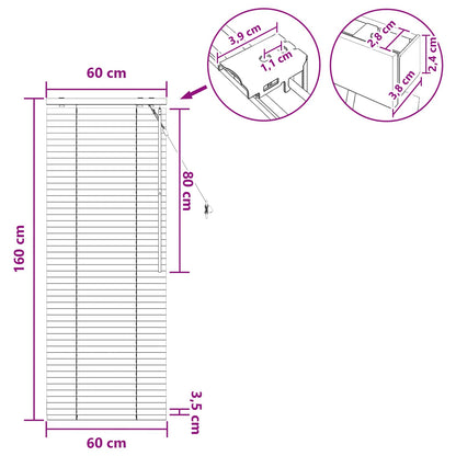 Venetian Blind Black 60 x 160 cm 35 mm Solid Paulownia Wood