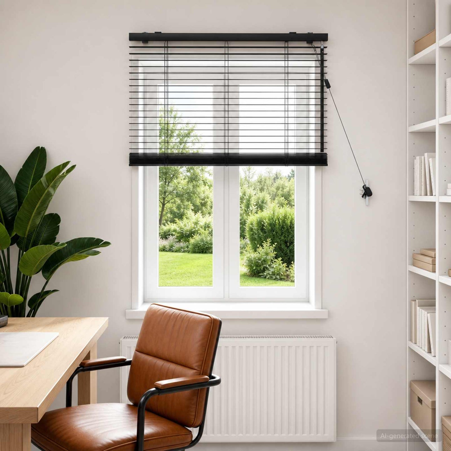 Venetian Blind Black 95 x 160 cm 35 mm Solid Paulownia Wood