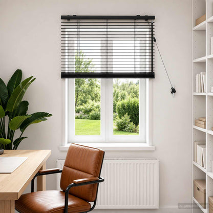 Venetian Blind Black 75 x 160 cm 35 mm Solid Paulownia Wood