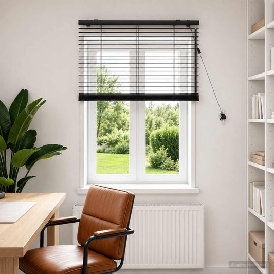 Venetian Blind Black 70 x 160 cm 35 mm Solid Paulownia Wood
