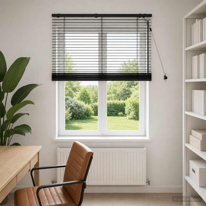 Venetian Blind Black 120 x 160 cm 35 mm Solid Paulownia Wood