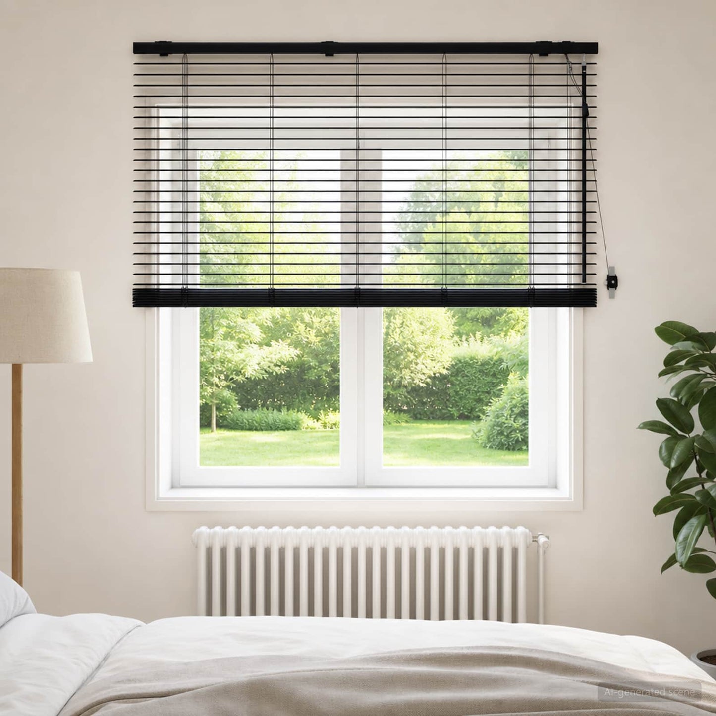Venetian Blind Black 135 x 160 cm 35 mm Solid Paulownia Wood